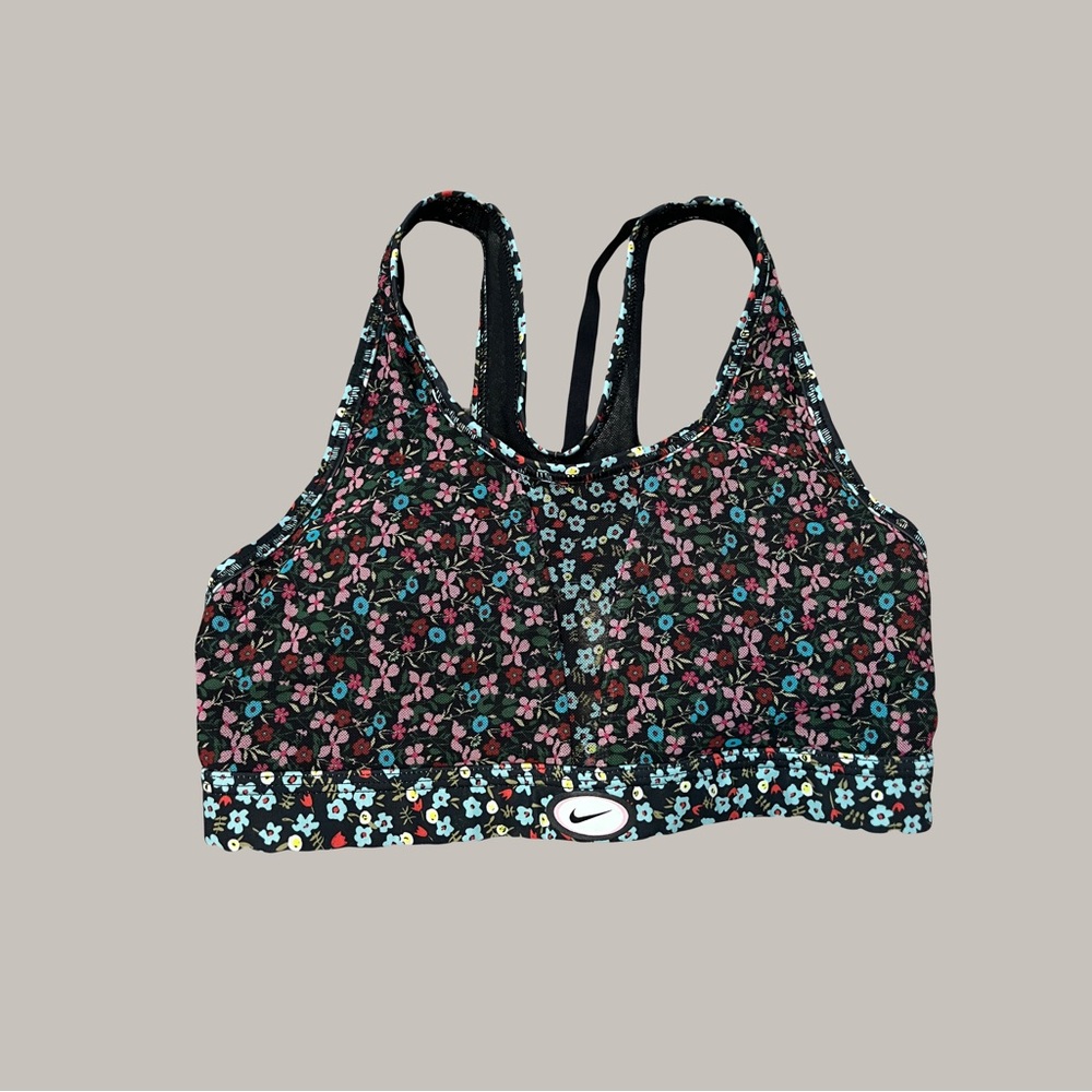 Black and Floral Nike Workout Athletic Sports Bra Women's S